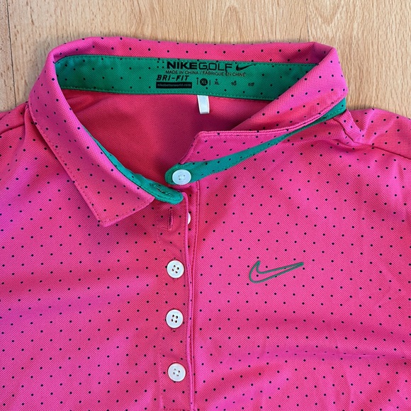 Pink polka dot Nike golf polo girls XL - Picture 2 of 5